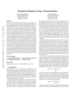 Statistical Models of Top-$k$ Partial Orders