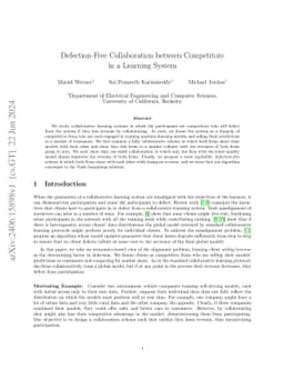 Defection-Free Collaboration between Competitors in a Learning System