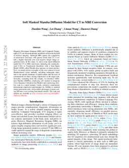 Soft Masked Mamba Diffusion Model for CT to MRI Conversion