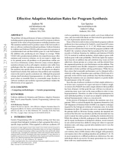 Effective Adaptive Mutation Rates for Program Synthesis
