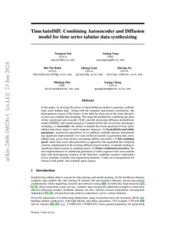 TimeAutoDiff: Combining Autoencoder and Diffusion model for time series
  tabular data synthesizing