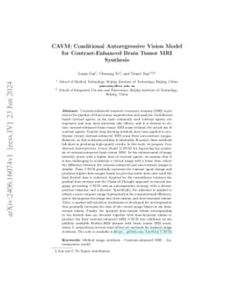 CAVM: Conditional Autoregressive Vision Model for Contrast-Enhanced
  Brain Tumor MRI Synthesis