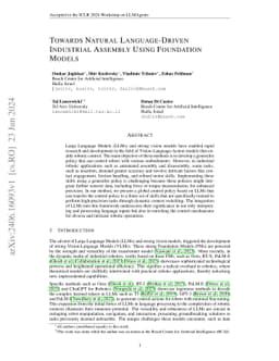 Towards Natural Language-Driven Assembly Using Foundation Models