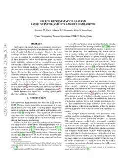 Speech Representation Analysis based on Inter- and Intra-Model
  Similarities