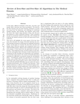 Review of Zero-Shot and Few-Shot AI Algorithms in The Medical Domain