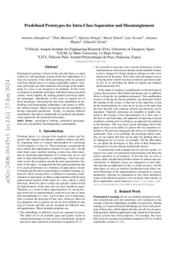Predefined Prototypes for Intra-Class Separation and Disentanglement