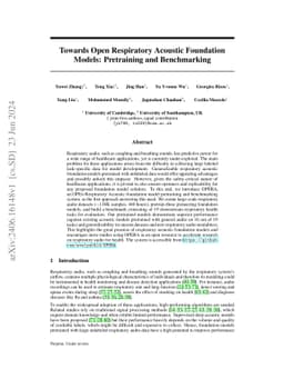 Towards Open Respiratory Acoustic Foundation Models: Pretraining and
  Benchmarking