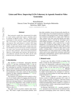 Listen and Move: Improving GANs Coherency in Agnostic Sound-to-Video
  Generation