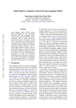 Multi-Objective Linguistic Control of Large Language Models