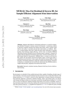 MEReQ: Max-Ent Residual-Q Inverse RL for Sample-Efficient Alignment from
  Intervention