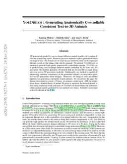 YouDream: Generating Anatomically Controllable Consistent Text-to-3D
  Animals
