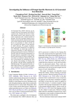 Investigating the Influence of Prompt-Specific Shortcuts in AI Generated
  Text Detection