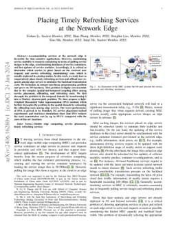 Placing Timely Refreshing Services at the Network Edge