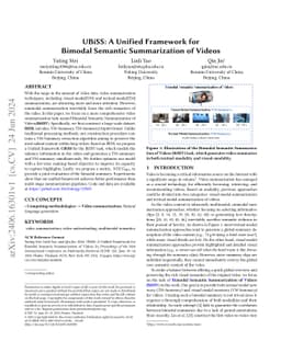 UBiSS: A Unified Framework for Bimodal Semantic Summarization of Videos