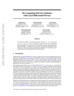 On Computing Pairwise Statistics with Local Differential Privacy