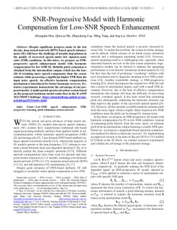 SNR-Progressive Model with Harmonic Compensation for Low-SNR Speech
  Enhancement
