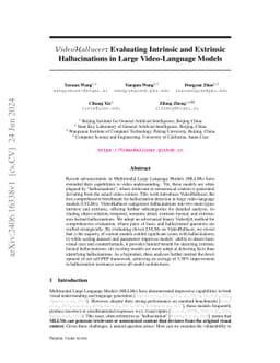 VideoHallucer: Evaluating Intrinsic and Extrinsic Hallucinations in
  Large Video-Language Models