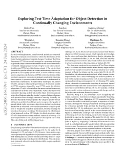 Exploring Test-Time Adaptation for Object Detection in Continually
  Changing Environments