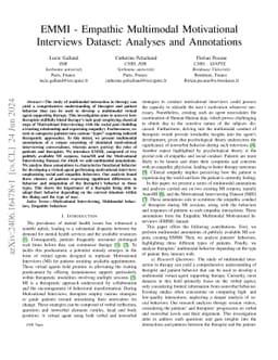 EMMI -- Empathic Multimodal Motivational Interviews Dataset: Analyses
  and Annotations