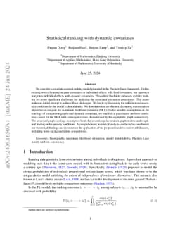 Statistical ranking with dynamic covariates