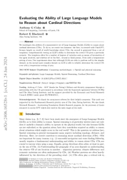 Evaluating the Ability of Large Language Models to Reason about Cardinal
  Directions