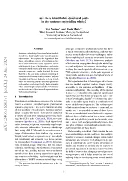 Are there identifiable structural parts in the sentence embedding whole?