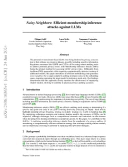 Noisy Neighbors: Efficient membership inference attacks against LLMs