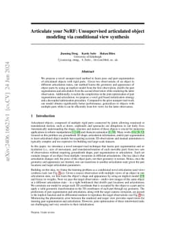 Articulate your NeRF: Unsupervised articulated object modeling via
  conditional view synthesis
