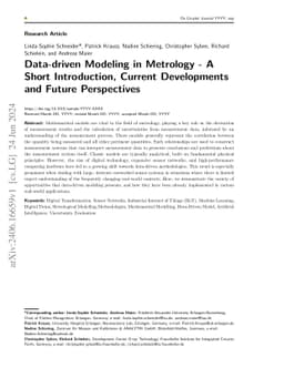 Data-driven Modeling in Metrology -- A Short Introduction, Current
  Developments and Future Perspectives