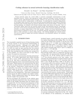 Coding schemes in neural networks learning classification tasks