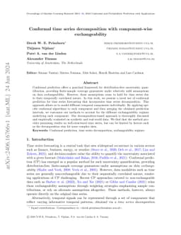 Conformal time series decomposition with component-wise exchangeability