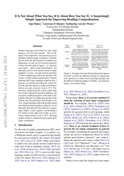 It Is Not About What You Say, It Is About How You Say It: A Surprisingly
  Simple Approach for Improving Reading Comprehension