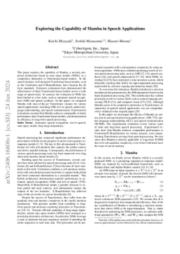 Exploring the Capability of Mamba in Speech Applications
