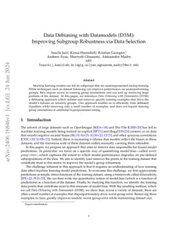 Data Debiasing with Datamodels (D3M): Improving Subgroup Robustness via
  Data Selection