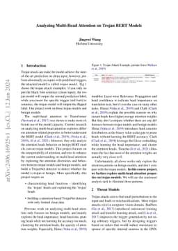 Analyzing Multi-Head Attention on Trojan BERT Models
