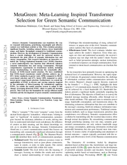 MetaGreen: Meta-Learning Inspired Transformer Selection for Green
  Semantic Communication