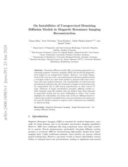 On Instabilities of Unsupervised Denoising Diffusion Models in Magnetic
  Resonance Imaging Reconstruction