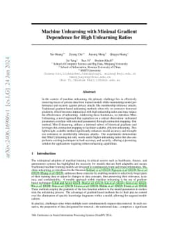 Machine Unlearning with Minimal Gradient Dependence for High Unlearning
  Ratios