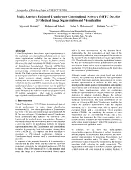 Multi-Aperture Fusion of Transformer-Convolutional Network (MFTC-Net)
  for 3D Medical Image Segmentation and Visualization