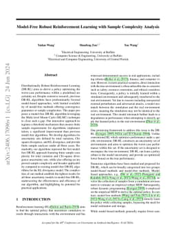 Model-Free Robust Reinforcement Learning with Sample Complexity Analysis