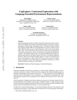 CogExplore: Contextual Exploration with Language-Encoded Environment
  Representations