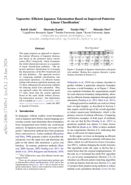 Vaporetto: Efficient Japanese Tokenization Based on Improved Pointwise
  Linear Classification
