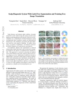 Scalp Diagnostic System With Label-Free Segmentation and Training-Free
  Image Translation