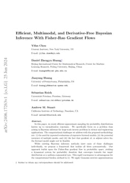 Efficient, Multimodal, and Derivative-Free Bayesian Inference With
  Fisher-Rao Gradient Flows