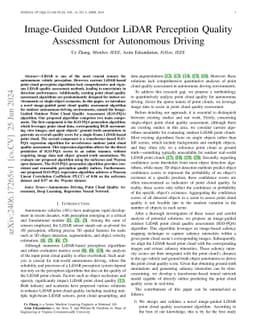 Image-Guided Outdoor LiDAR Perception Quality Assessment for Autonomous
  Driving