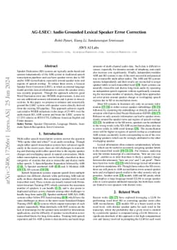 AG-LSEC: Audio Grounded Lexical Speaker Error Correction