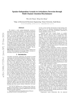 Speaker-Independent Acoustic-to-Articulatory Inversion through
  Multi-Channel Attention Discriminator