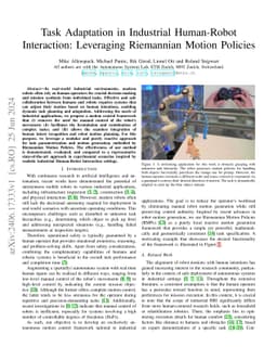 Task Adaptation in Industrial Human-Robot Interaction: Leveraging
  Riemannian Motion Policies
