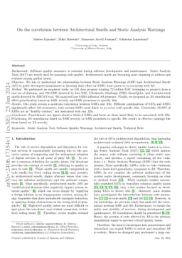 On the correlation between Architectural Smells and Static Analysis
  Warnings