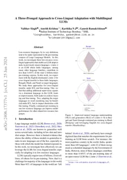 A Three-Pronged Approach to Cross-Lingual Adaptation with Multilingual
  LLMs